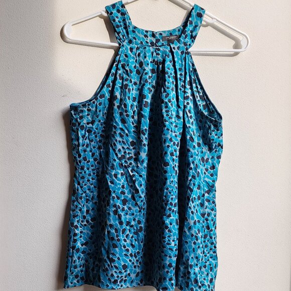 NWOT Ann Taylor Blue/Black Abstract Animal Print Halter Top Size 0 - Picture 4 of 15